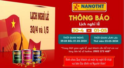 THÔNG BÁO LỊCH NGHỈ LỄ GIẢI PHÓNG MIỀN NAM 30/4 VÀ QUỐC TẾ LAO ĐỘNG 1/5